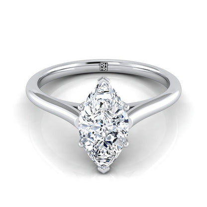 Platinum Marquise   Cathedral Style Comfort Fit Solitaire Engagement Ring