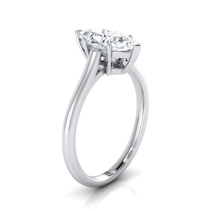 Platinum Marquise   Cathedral Style Comfort Fit Solitaire Engagement Ring