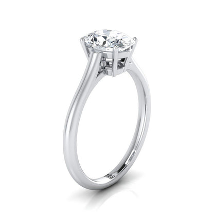 Platinum Oval  Cathedral Style Comfort Fit Solitaire Engagement Ring