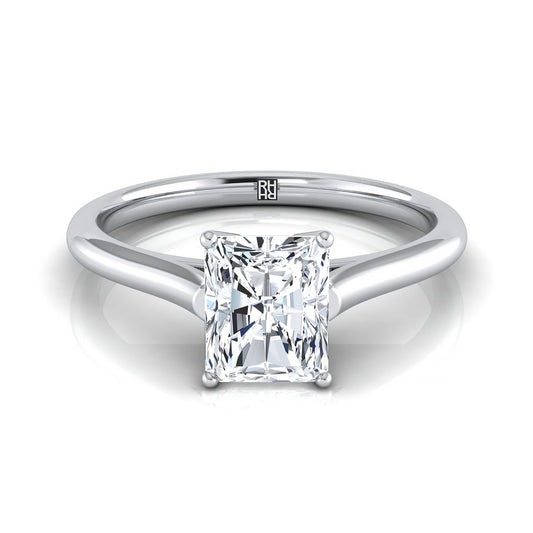 Platinum Radiant Cut Center  Cathedral Style Comfort Fit Solitaire Engagement Ring