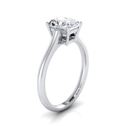 14K White Gold Radiant Cut Center  Cathedral Style Comfort Fit Solitaire Engagement Ring