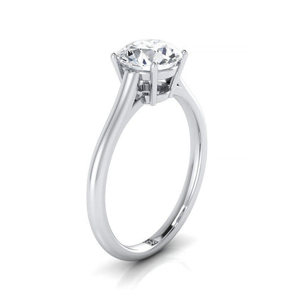 14K White Gold Round Brilliant  Cathedral Style Comfort Fit Solitaire Engagement Ring