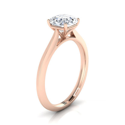 14K Rose Gold Asscher Cut  Timeless Solitaire Comfort Fit Engagement Ring