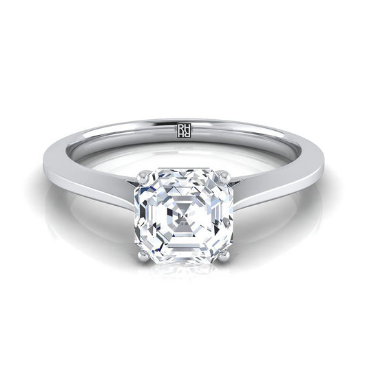Platinum Asscher Cut  Timeless Solitaire Comfort Fit Engagement Ring