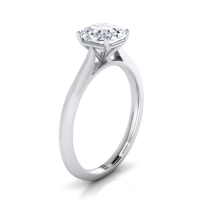 14K White Gold Asscher Cut  Timeless Solitaire Comfort Fit Engagement Ring