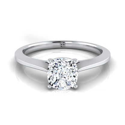 Platinum Cushion  Timeless Solitaire Comfort Fit Engagement Ring
