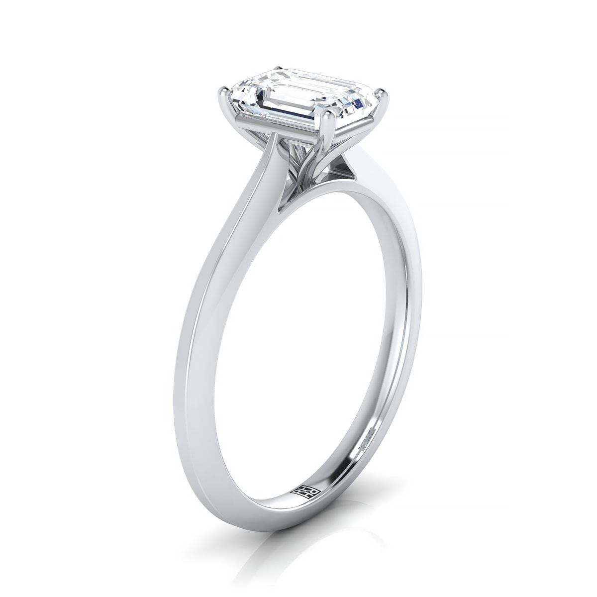 Platinum Emerald Cut  Timeless Solitaire Comfort Fit Engagement Ring