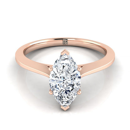 14K Rose Gold Marquise   Timeless Solitaire Comfort Fit Engagement Ring