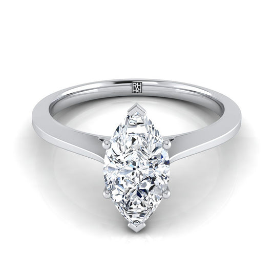 14K White Gold Marquise   Timeless Solitaire Comfort Fit Engagement Ring