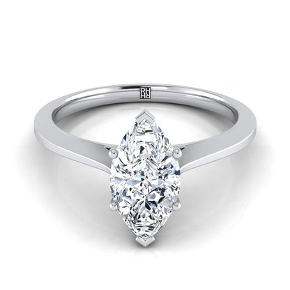 18K White Gold Marquise   Timeless Solitaire Comfort Fit Engagement Ring