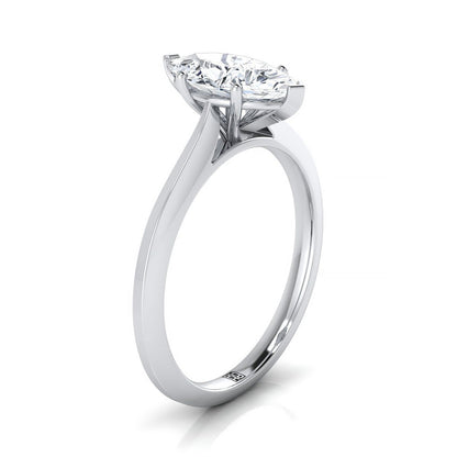 18K White Gold Marquise   Timeless Solitaire Comfort Fit Engagement Ring
