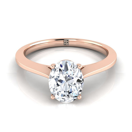14K Rose Gold Oval  Timeless Solitaire Comfort Fit Engagement Ring
