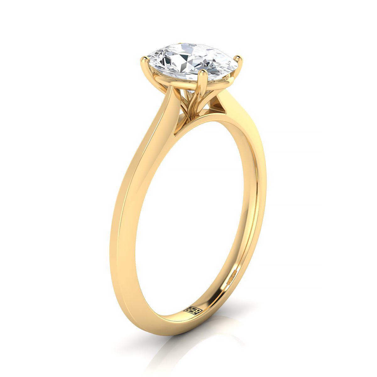 18K Yellow Gold Oval  Timeless Solitaire Comfort Fit Engagement Ring
