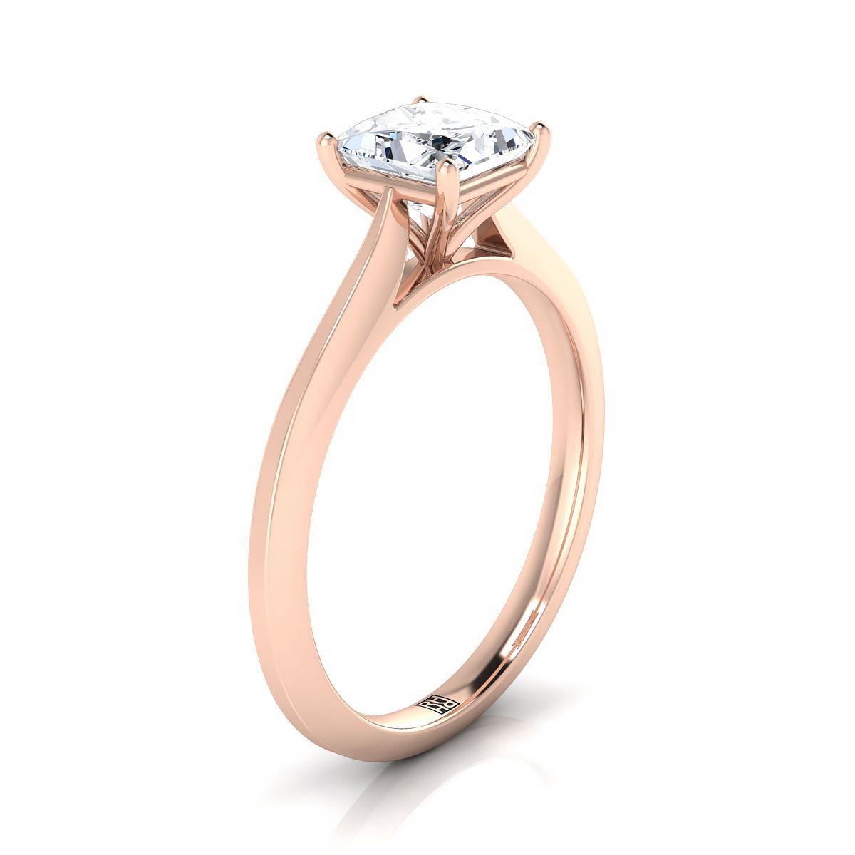 14K Rose Gold Princess Cut  Timeless Solitaire Comfort Fit Engagement Ring
