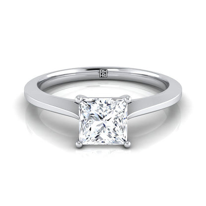 14K White Gold Princess Cut  Timeless Solitaire Comfort Fit Engagement Ring