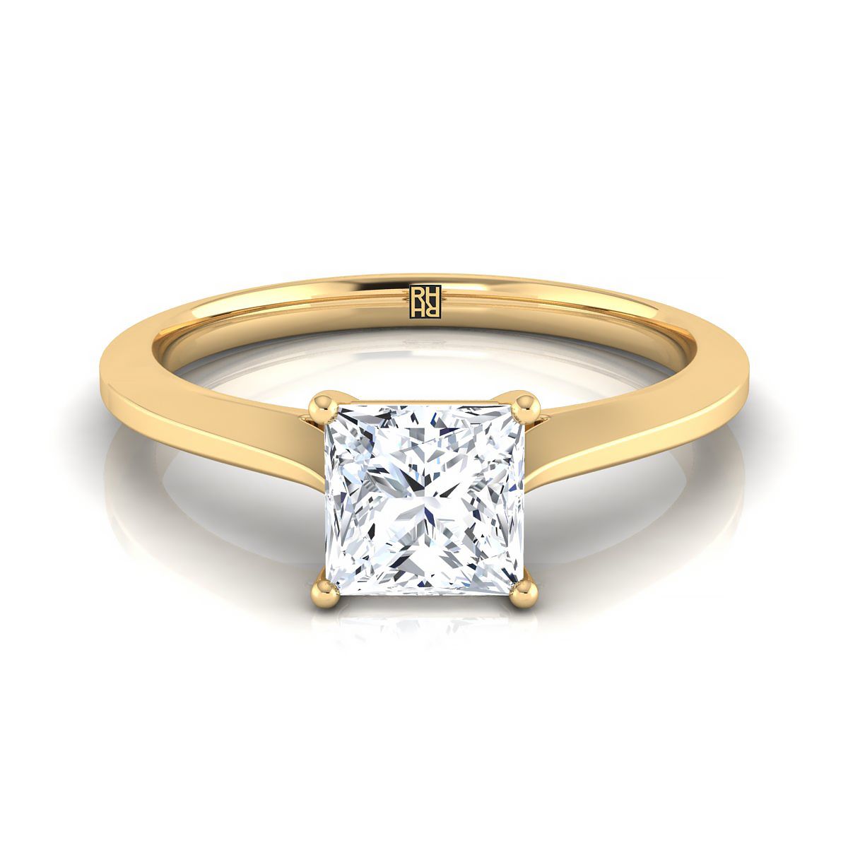 14K Yellow Gold Princess Cut  Timeless Solitaire Comfort Fit Engagement Ring