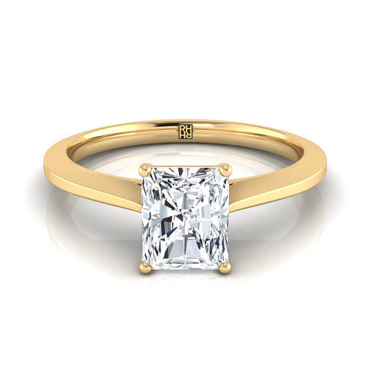 14K Yellow Gold Radiant Cut Center  Timeless Solitaire Comfort Fit Engagement Ring