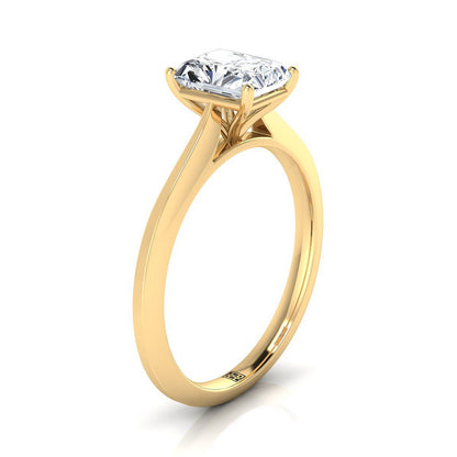 18K Yellow Gold Radiant Cut Center  Timeless Solitaire Comfort Fit Engagement Ring