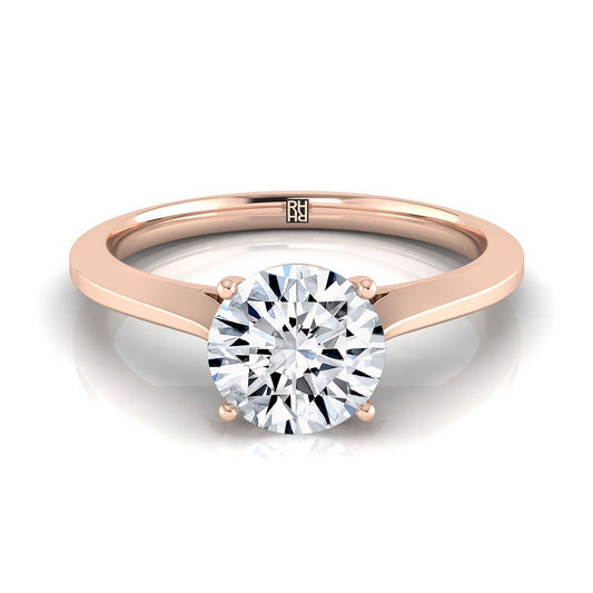 14K Rose Gold Round Brilliant  Timeless Solitaire Comfort Fit Engagement Ring