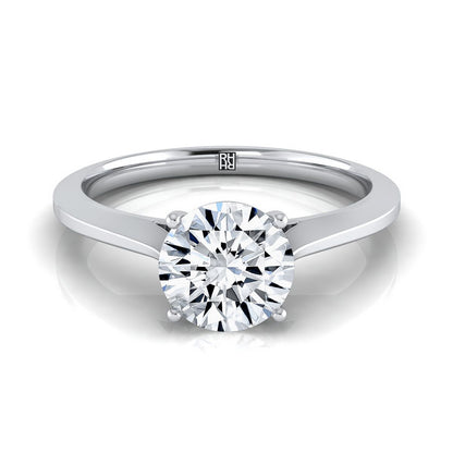 18K White Gold Round Brilliant  Timeless Solitaire Comfort Fit Engagement Ring