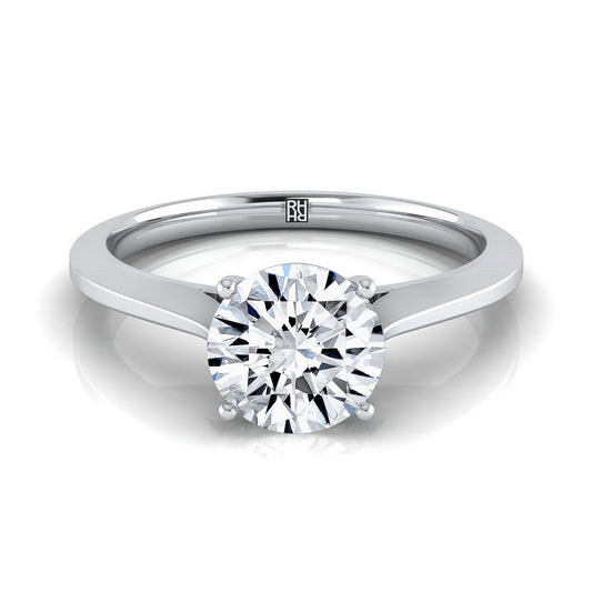14K White Gold Round Brilliant  Timeless Solitaire Comfort Fit Engagement Ring