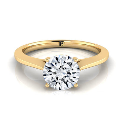 14K Yellow Gold Round Brilliant  Timeless Solitaire Comfort Fit Engagement Ring