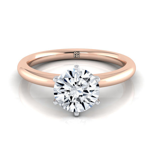 14K Rose Gold Round Brilliant  Timeless Solitaire Comfort Fit Engagement Ring