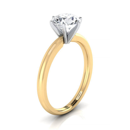 14K Yellow Gold Round Brilliant  Timeless Solitaire Comfort Fit Engagement Ring