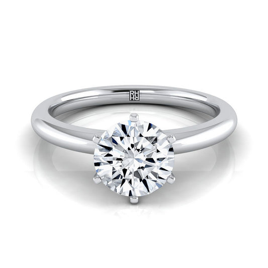 14K White Gold Round Brilliant  Timeless Comfort Fit Engagement Ring