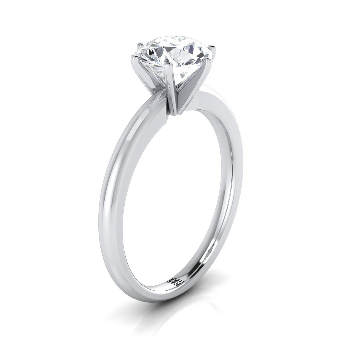 18K White Gold Round Brilliant  Timeless Comfort Fit Engagement Ring