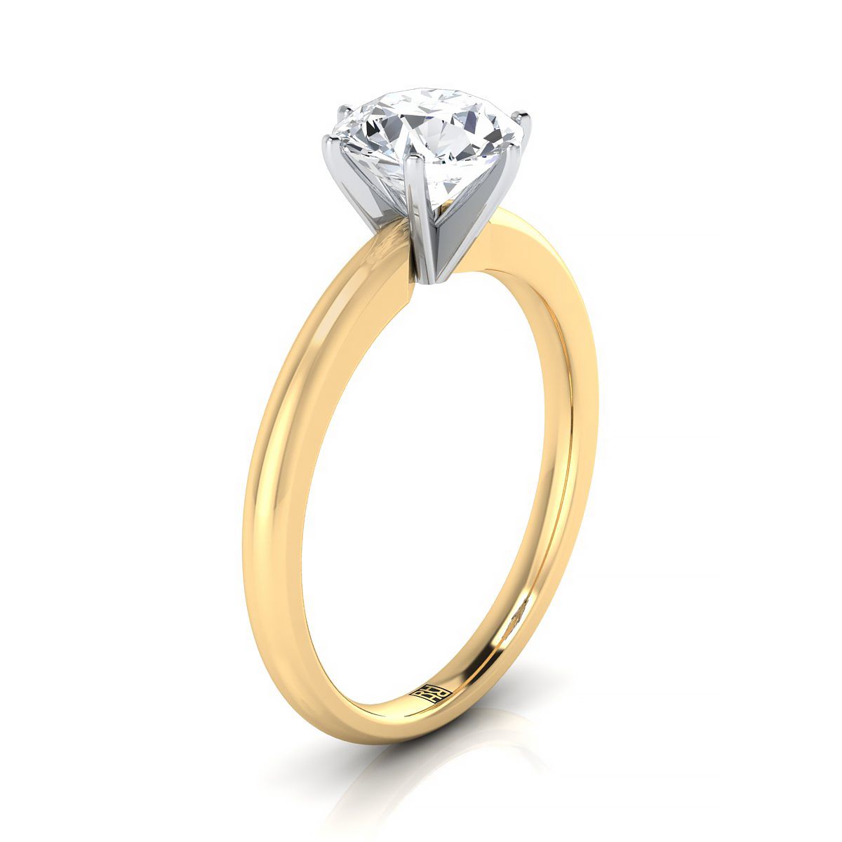 14K Yellow Gold Round Brilliant  Timeless Comfort Fit Engagement Ring