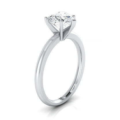 14K White Gold Heart Shape Center  Round Comfort Fit Claw Prong Solitaire Engagement Ring