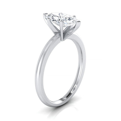 14K White Gold Marquise   Round Comfort Fit Claw Prong Solitaire Engagement Ring