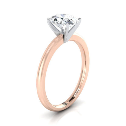 14K Rose Gold Oval Sapphire Round Comfort Fit Claw Prong Solitaire Engagement Ring