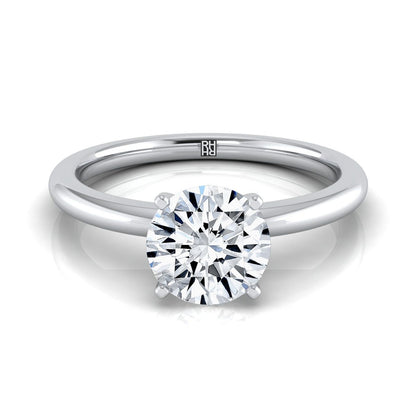 18K White Gold Round Brilliant  Round Comfort Fit Claw Prong Solitaire Engagement Ring