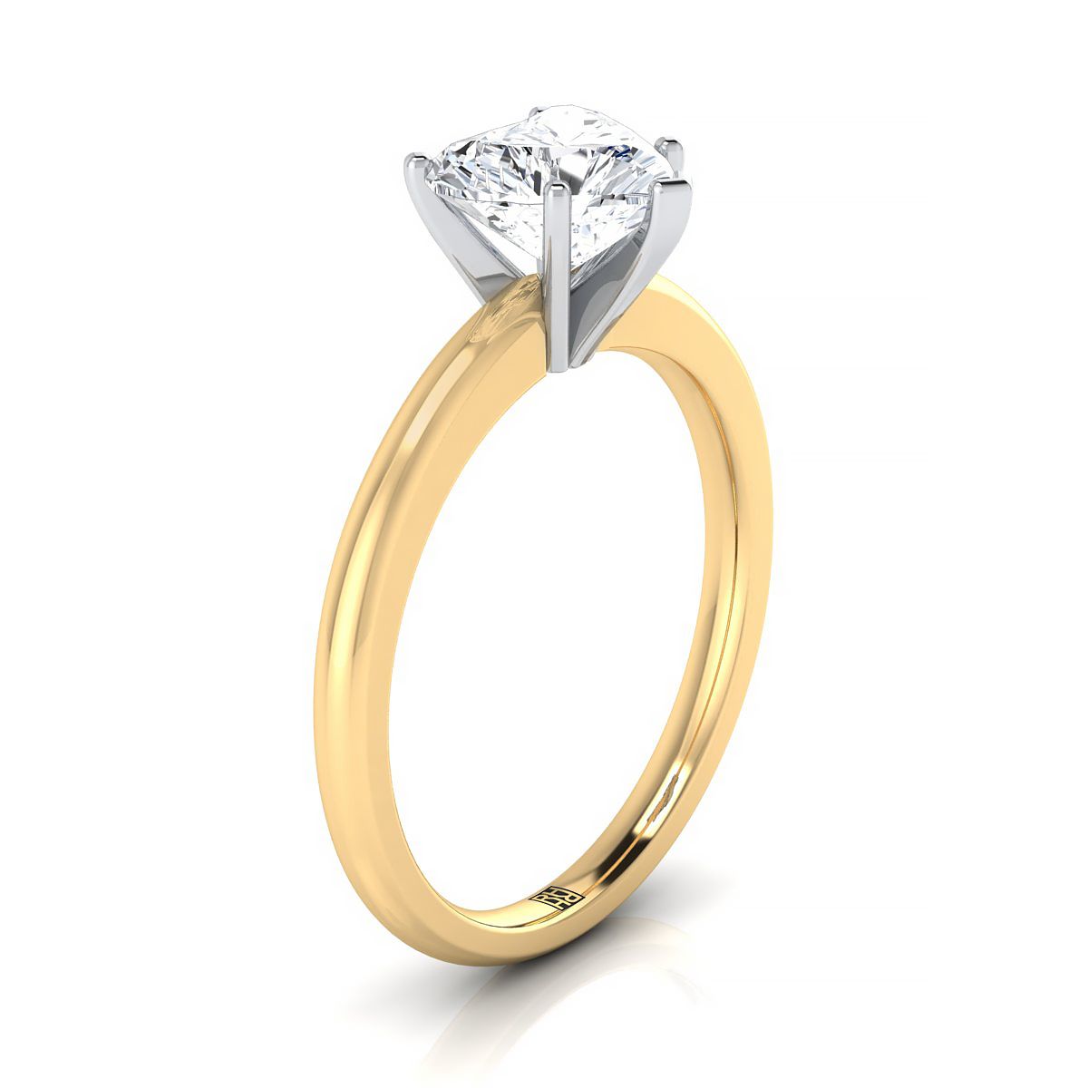 14K Yellow Gold Heart Shape Center  Round Comfort Fit Claw Prong Solitaire Engagement Ring