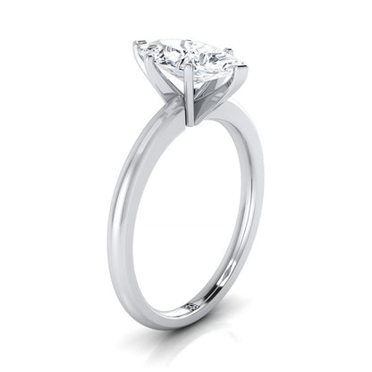 Platinum Marquise   Round Comfort Fit Claw Prong Solitaire Engagement Ring
