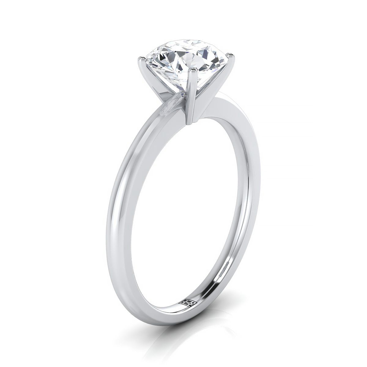Platinum Round Brilliant  Round Comfort Fit Claw Prong Solitaire Engagement Ring