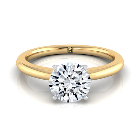 18K Yellow Gold Round Brilliant  Round Comfort Fit Claw Prong Solitaire Engagement Ring