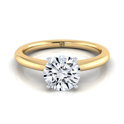 14K Yellow Gold Round Brilliant  Round Comfort Fit Claw Prong Solitaire Engagement Ring