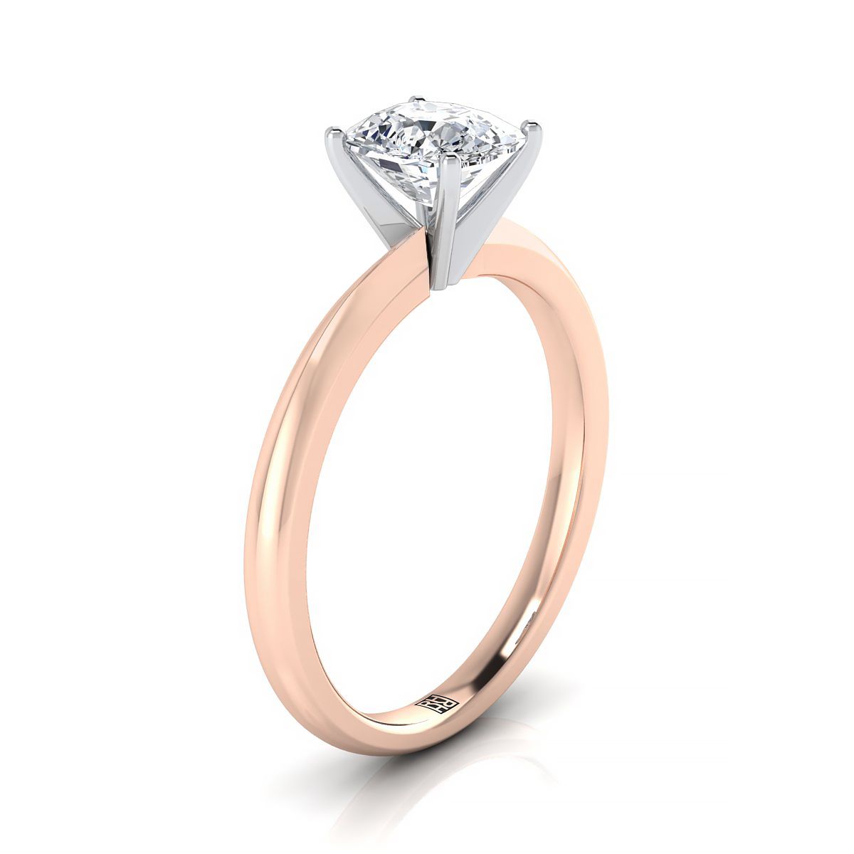 14K Rose Gold Cushion  Petite Knife Edge Solitaire Engagement Ring
