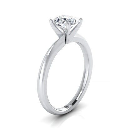 14K White Gold Cushion  Petite Knife Edge Solitaire Engagement Ring