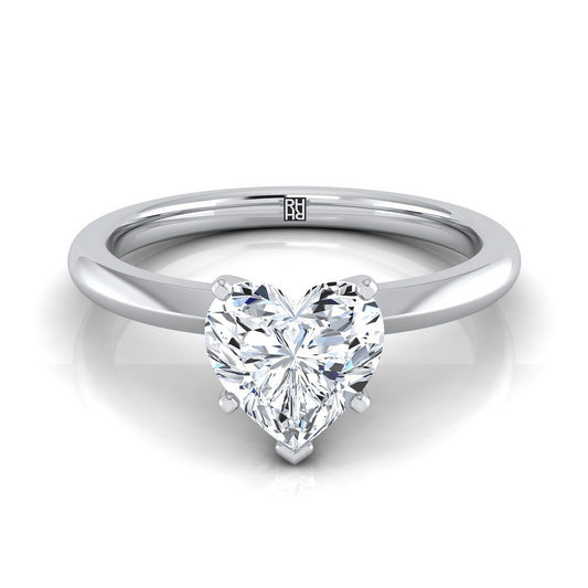 Platinum Heart Shape Center  Petite Knife Edge Solitaire Engagement Ring
