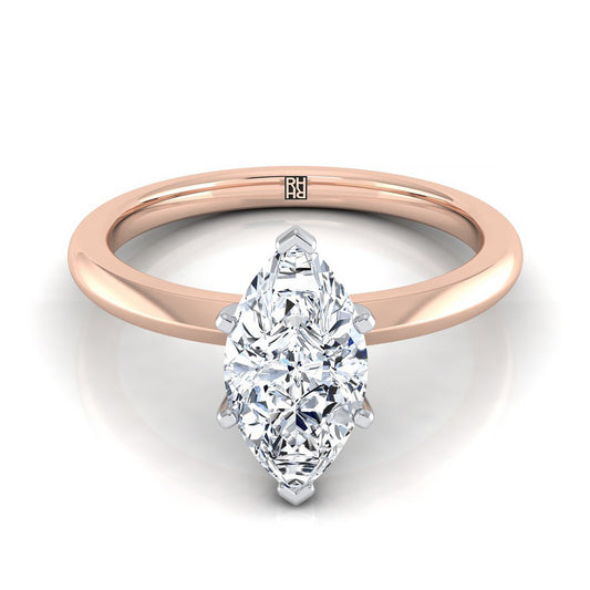 14K Rose Gold Marquise   Petite Knife Edge Solitaire Engagement Ring