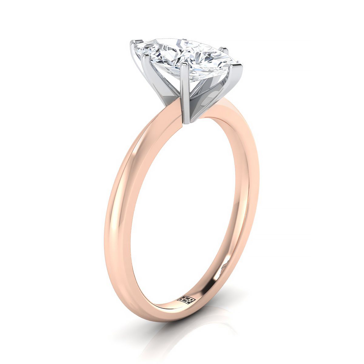 14K Rose Gold Marquise   Petite Knife Edge Solitaire Engagement Ring