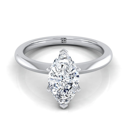 18K White Gold Marquise   Petite Knife Edge Solitaire Engagement Ring