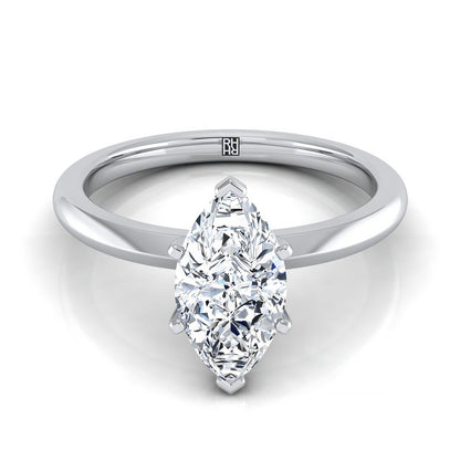 14K White Gold Marquise   Petite Knife Edge Solitaire Engagement Ring