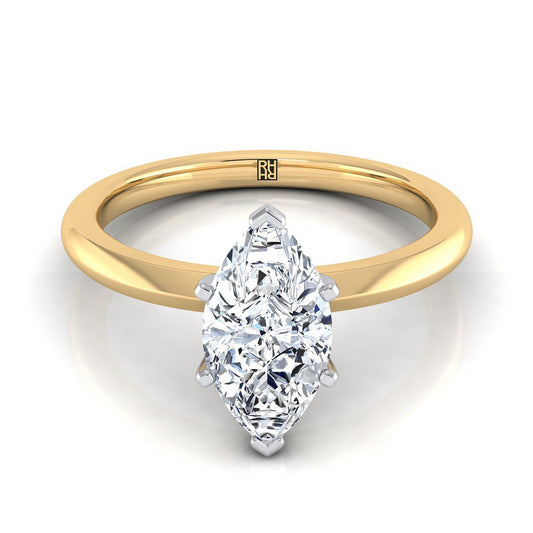 14K Yellow Gold Marquise   Petite Knife Edge Solitaire Engagement Ring