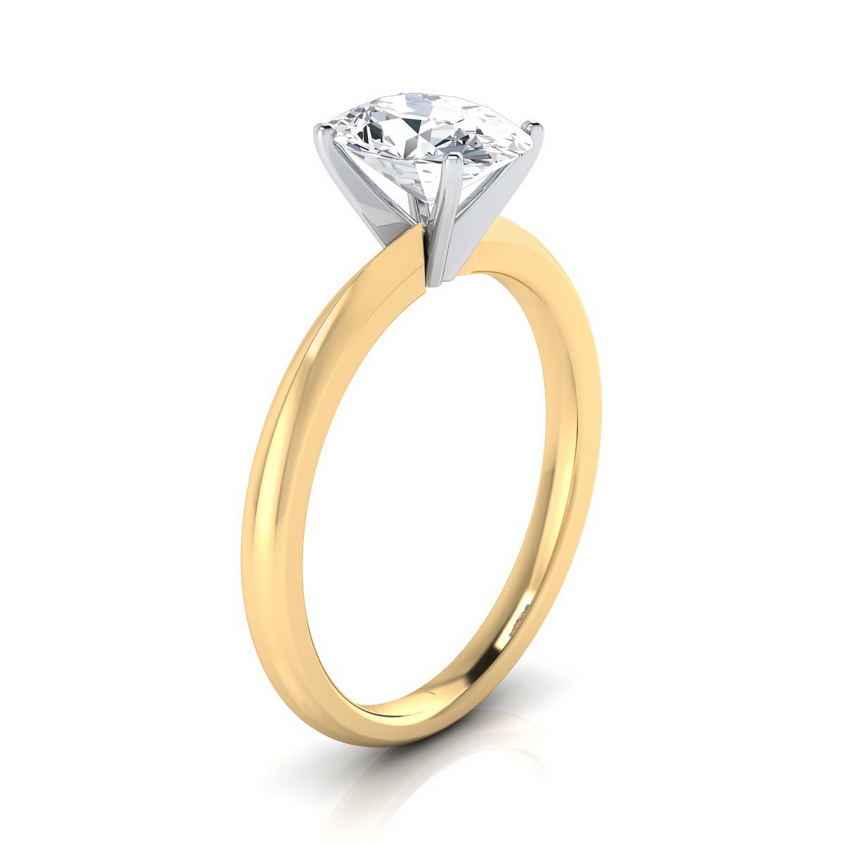 18K Yellow Gold Oval  Petite Knife Edge Solitaire Engagement Ring