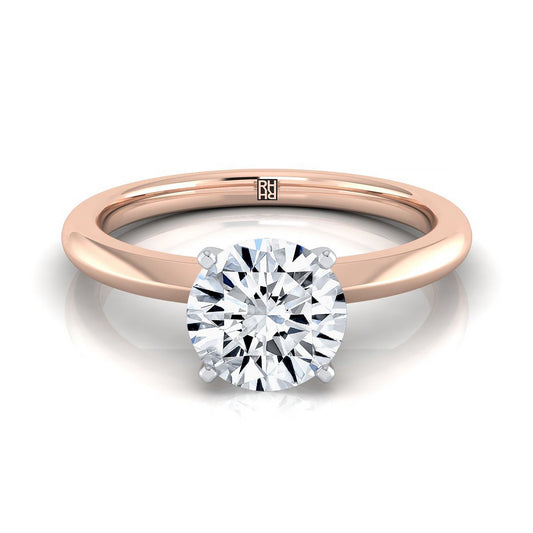 14K Rose Gold Round Brilliant  Petite Knife Edge Solitaire Engagement Ring